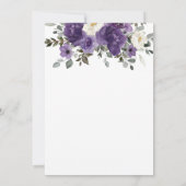 Elegante, Lila, weiße Blumengrün Hochzeit Einladung (Rückseite)