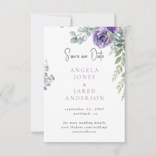 Elegante lila weiße Hochzeit Rettet unser Datum  Save The Date