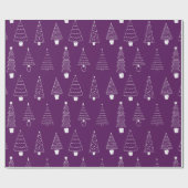 Elegante Lila weiße Pinienbäume Geschenkpapier (Flach)
