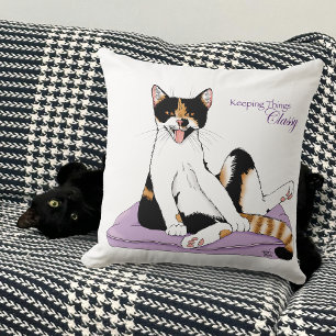 Elegante Lila Whimsical Calico-Katze Klasse  Kissen