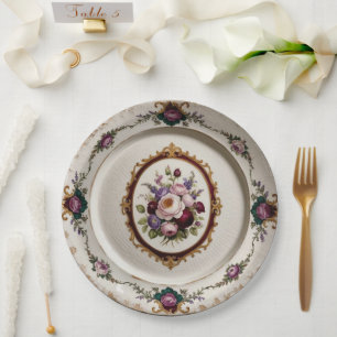 Elegante lila Wildblume Blumenhochzeit Pappteller