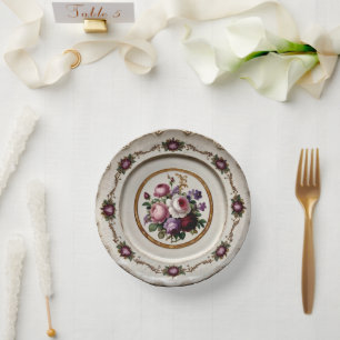 Elegante lila Wildblume Blumenhochzeit Pappteller