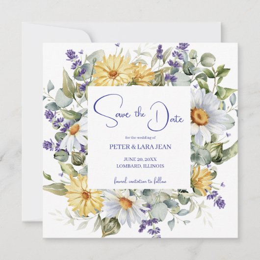 Elegante Lila Wildblume Hochzeit Save The Date (Vorderseite)