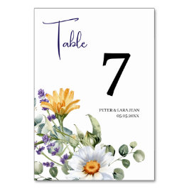 Elegante Lila Wildblume Hochzeit Tischnummer