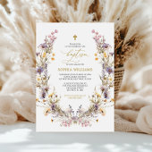 Elegante Lila Wildblume Taufe Einladung