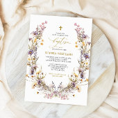 Elegante Lila Wildblume Taufe Einladung