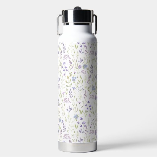 Elegante lila Wildblume Trinkflasche (Vorderseite)