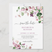 Elegante Lila Wildblumen Hochzeit Einladung (Vorderseite)