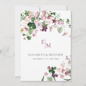 Elegante Lila Wildblumen Hochzeit Einladung (Rückseite)