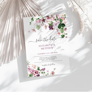 Elegante Lila Wildblumen Hochzeit Einladung