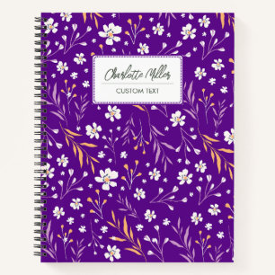 Elegante lila Wildblumen personalisierter Name Notizblock