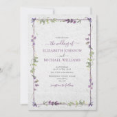 Elegante Lila Wildblumen Wasserfarbenhochzeit Einladung (Vorderseite)