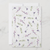 Elegante Lila Wildblumen Wasserfarbenhochzeit Einladung (Rückseite)