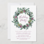 Elegante Lila Winter Berries Wreath Holiday Party Einladung (Vorderseite)