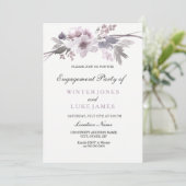 Elegante Lila Winter Floral Verlobung Einladung (Stehend Vorderseite)
