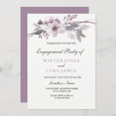 Elegante Lila Winter Floral Verlobung Einladung (Vorne/Hinten)