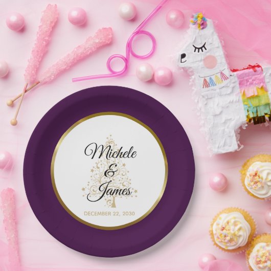 Elegante Lila Winterferien Pappteller (Party)