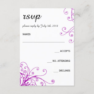 Elegante Lila Wirbel Hochzeit-RSVP-Karte RSVP Karte