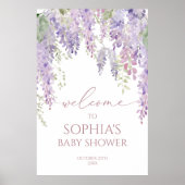 Elegante Lila Wisteria Baby Dusche Willkommen Poster (Vorne)