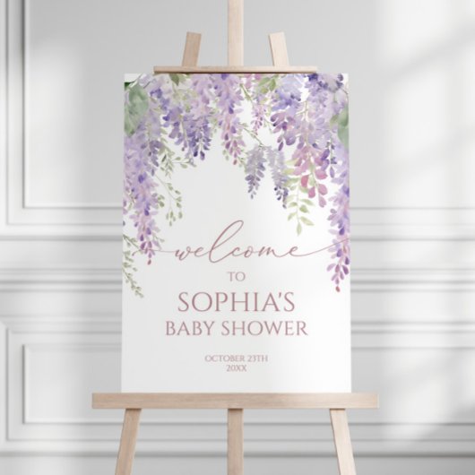 Elegante Lila Wisteria Baby Dusche Willkommen Poster