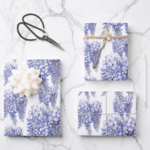 Elegante Lila Wisteria Blume Geschenkpapier Set