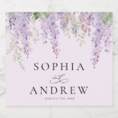Elegante Lila Wisteria Blume Hochzeit Alkoholflaschenetikett (Einzelnes Label)