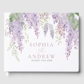Elegante Lila Wisteria Blume Hochzeit Gästebuch (Vorderseite)