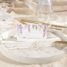 Elegante Lila Wisteria Blume Hochzeit Platzkarte