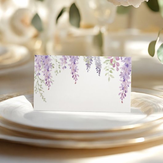 Elegante Lila Wisteria Blume Hochzeit Platzkarte