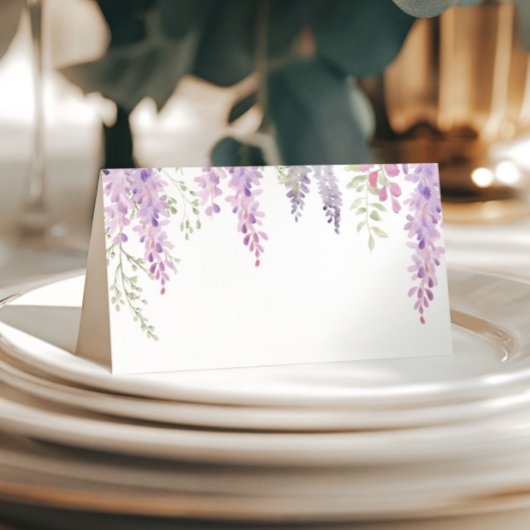 Elegante Lila Wisteria Blume Hochzeit Platzkarte