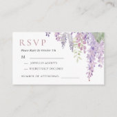 Elegante Lila Wisteria Blume Hochzeit RSVP Card Begleitkarte (Vorderseite)