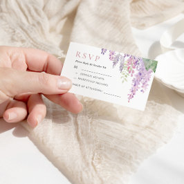 Elegante Lila Wisteria Blume Hochzeit RSVP Card Begleitkarte