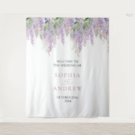Elegante Lila Wisteria Blume Hochzeitsband Wandteppich