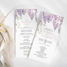 Elegante Lila Wisteria Blume Hochzeitsprogramme