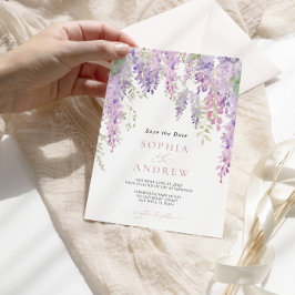 Elegante Lila Wisteria Blume Save the Date Einladung