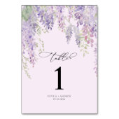 Elegante Lila Wisteria Blume Tischnummern 1 (Rückseite)