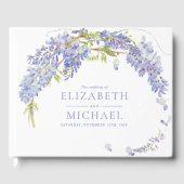 Elegante Lila Wisteria Botanical Script Wedding Gästebuch (Vorderseite)