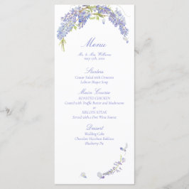Elegante Lila Wisteria Botanical Script Wedding Menükarte