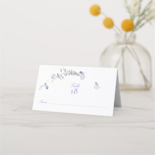 Elegante Lila Wisteria Floral Script Tischnummer Platzkarte
