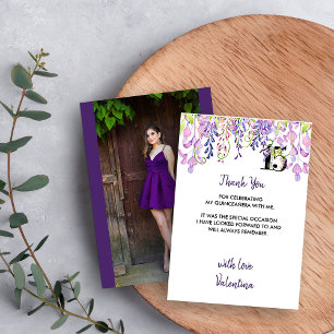 Elegante lila Wisteria Quinceanera-Foto Dankeskarte
