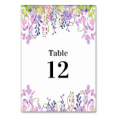 Elegante Lila Wisteria Tischnummer Card (Vorderseite)