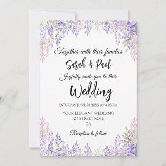 Elegante lila Wisterienblüten Hochzeit  Einladung