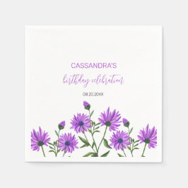 Elegante Lila Xeranthemum Floral Geburtstagsparty Serviette