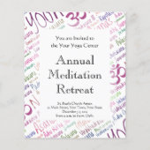 Elegante Lila Yoga-Positionen Word Cloud-Muster Flyer (Hinten)