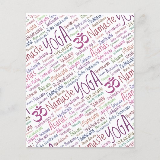 Elegante Lila Yoga-Positionen Word Cloud-Muster Flyer (Vorne)