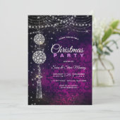 Elegante lila Zauberkunst Weihnachten Einladung (Stehend Vorderseite)