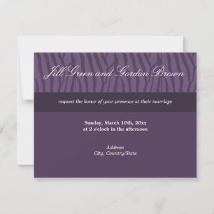 Elegante lila Zebrastreifen-Hochzeitseinladung Einladung