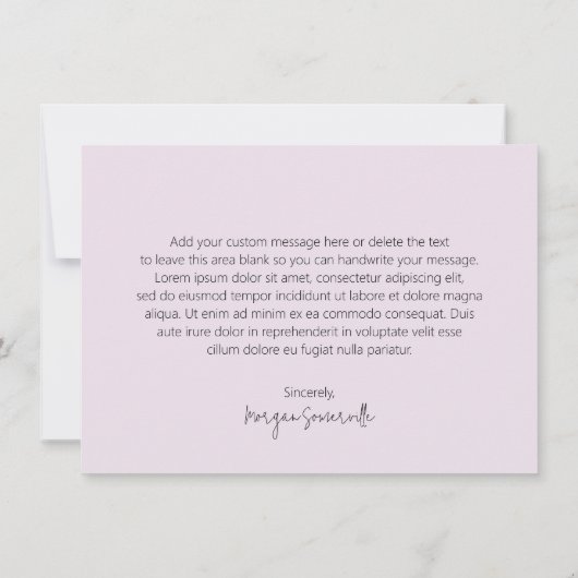 Elegante Lilac Abstrakte Blume Moderne Dankeskarte (Rückseite)