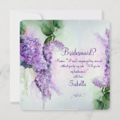Elegante Lilac Blume Bridesmaid Request Card Einladung (Vorderseite)