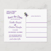 Elegante Lilac-Blume, die das Datum speichern Ankündigungspostkarte (Rückseite)